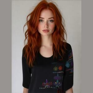 Chico's Black Knit Colorful Embroidered Ethnic Cotton Pullover Boho Top XS 4-6